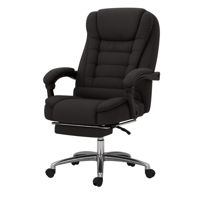 Офісне крісло з тканини до 130 кг з масажною подушкою та підставкою для ніг BOSS KO22 Premium Чорне