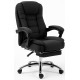 Офісне крісло з тканини до 130 кг з масажною подушкою та підставкою для ніг BOSS KO22 Premium Чорне