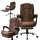 Офісне крісло з тканини до 130 кг з масажною подушкою та підставкою для ніг BOSS KO22 Premium коричневе