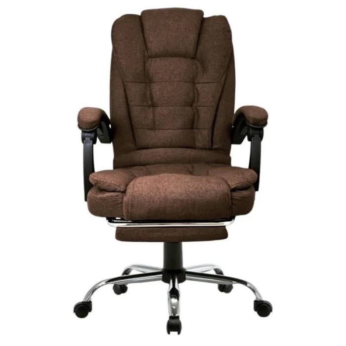 Офісне крісло з тканини до 130 кг з масажною подушкою та підставкою для ніг BOSS KO22 Premium коричневе
