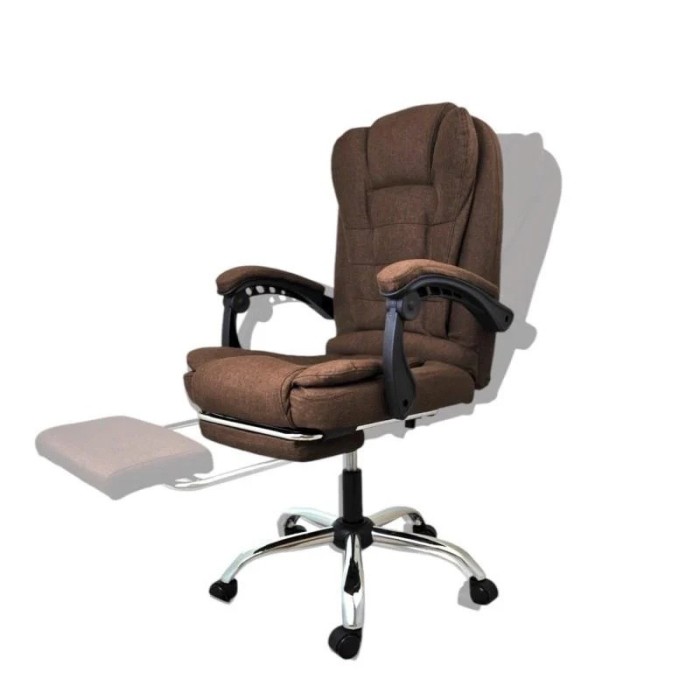 Офісне крісло з тканини до 130 кг з масажною подушкою та підставкою для ніг BOSS KO22 Premium коричневе
