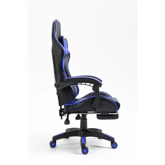 Крісло геймерське професійне Gamery з масажною подушкою, чорно-синє комп'ютерне