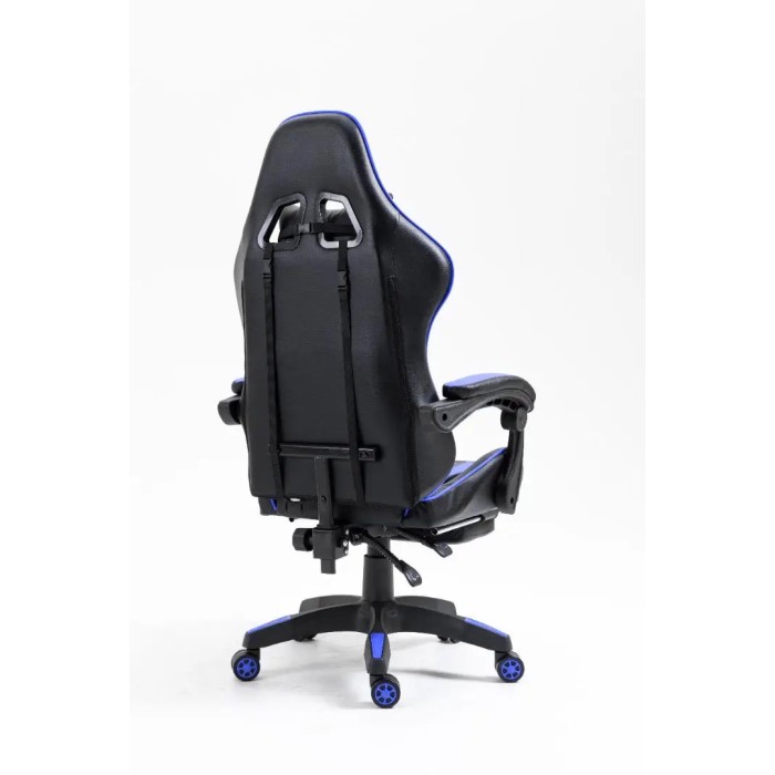 Крісло геймерське професійне Gamery з масажною подушкою, чорно-синє комп'ютерне