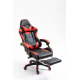 Крісло геймерське Gamery професійне з массажером та підставкою для ніг чорно-червоне комп'ютерне ігрове