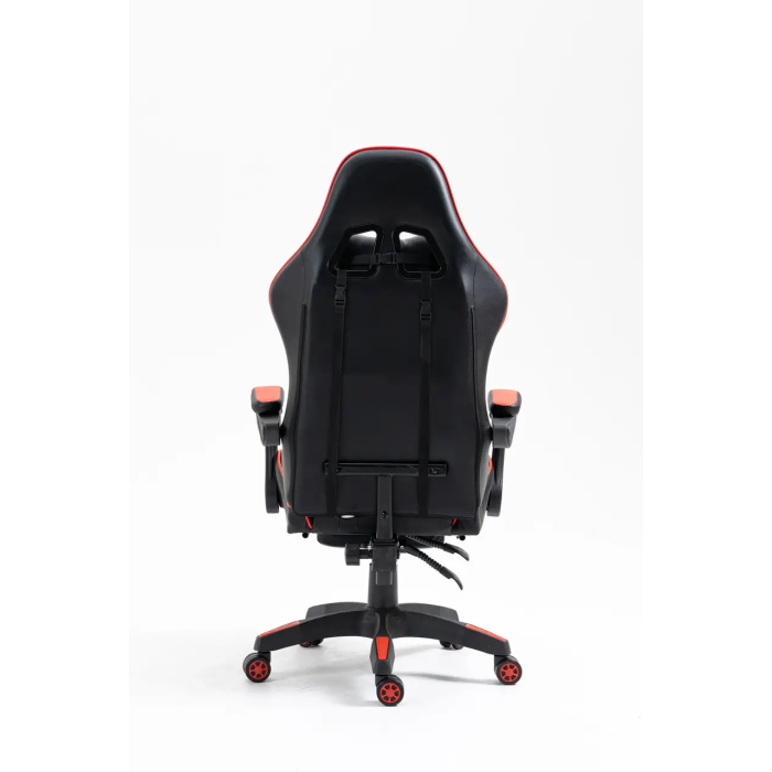 Крісло геймерське Gamery професійне з массажером та підставкою для ніг чорно-червоне комп'ютерне ігрове