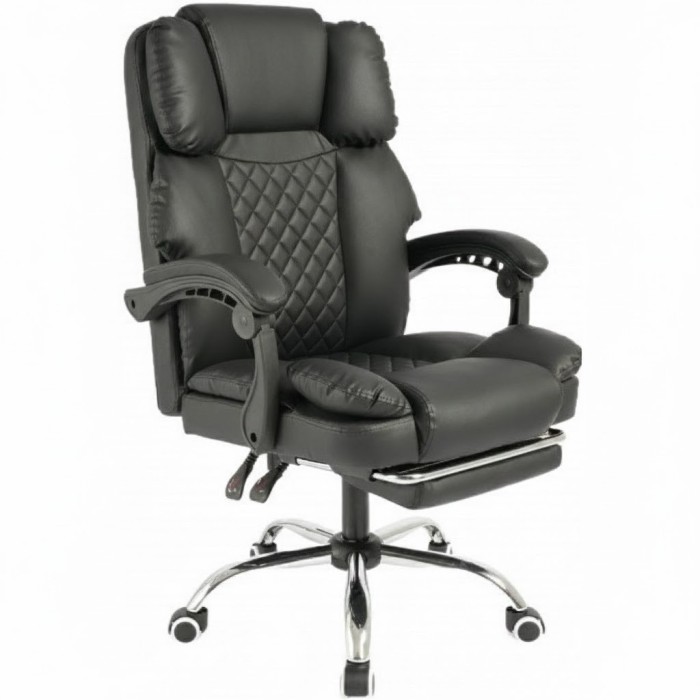 Офісне крісло до 150 кг з масажною подушкою та підставкою для ніг Master Prestige KO42CZ Premium Чорне