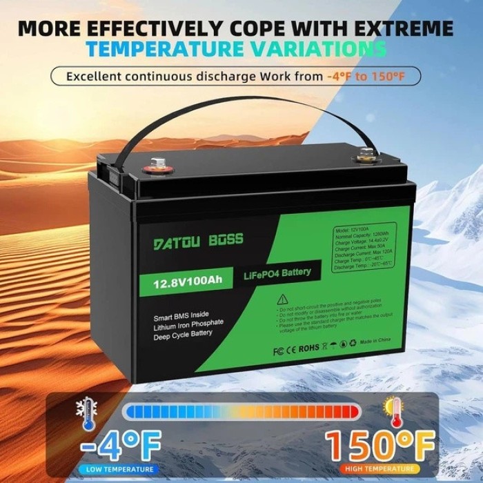 LiFePO4 12V 100Ah Акумулятор Datouboss, BMS, 1280Wh