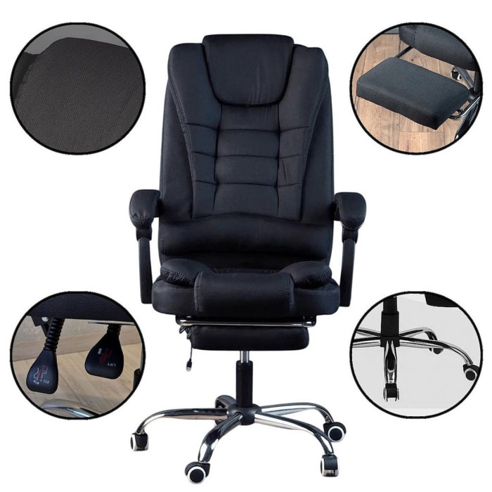 Офісне крісло BOSS KO22 Premium з масажем, висувна підставка для ніг, тканина, сіре до 130 кг