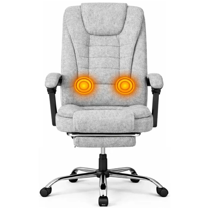 Офісне крісло BOSS KO22 Premium з масажером, висувна підставка для ніг, тканина, світло-сіра