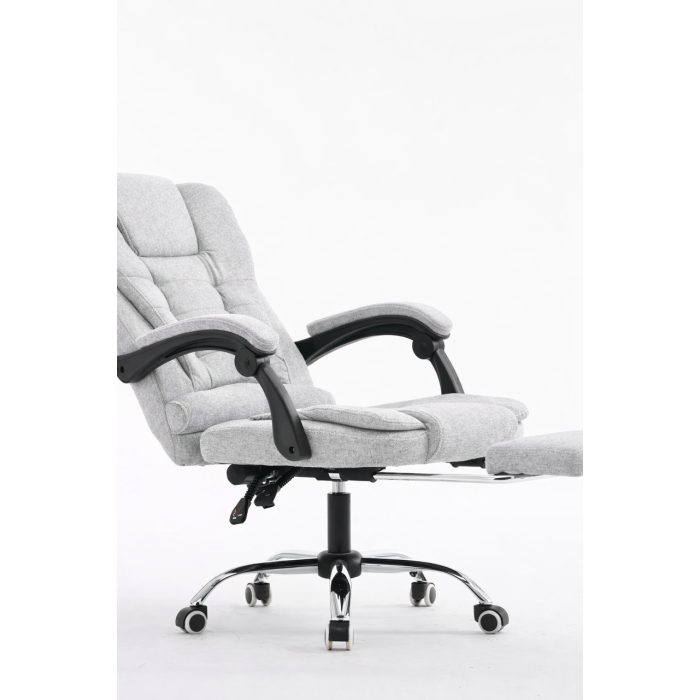 Офісне крісло BOSS KO22 Premium з масажером, висувна підставка для ніг, тканина, світло-сіра