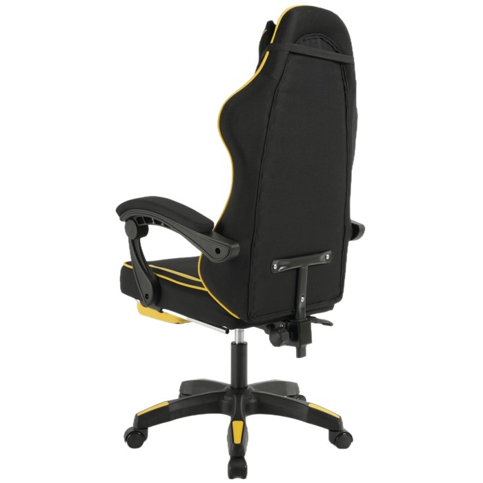 Геймерське крісло Vector з масажною подушкою і підніжкою тканинна оббивка KO48CZE, чорно-жовте крісло комп'ютерне ігрове