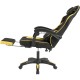 Геймерське крісло Vector з масажною подушкою і підніжкою тканинна оббивка KO48CZE, чорно-жовте крісло комп'ютерне ігрове