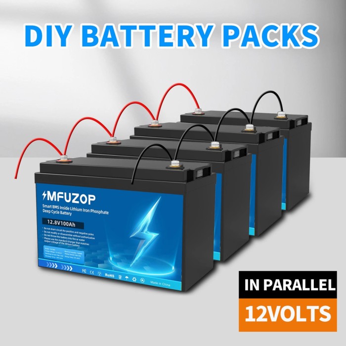LiFePO4 12V 100Ah Акумулятор MFUZOP 1280Wh, 100A, BMS