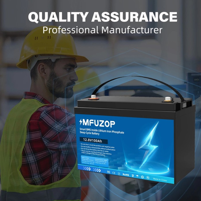 LiFePO4 12V 100Ah Акумулятор MFUZOP 1280Wh, 100A, BMS