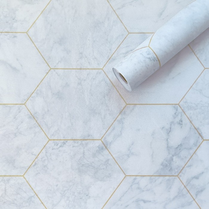 Самоклеюча плівка 0,45х10м х 0,07мм Малахітовий мармур золоті соти SW-00001214