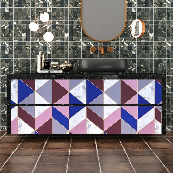 Самоклеюча плівка 0,45х10м х 0,07мм Рожеві трикутники SW-00001225