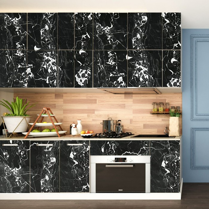 Самоклеюча плівка 0,45х10м х 0,07мм Чорний мармур з білим SW-00001280