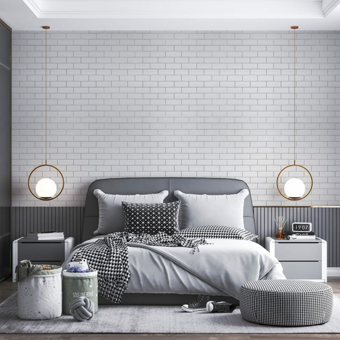 Панель стінова 700х700х4мм Біла цегла зі сріблом SW-00001502