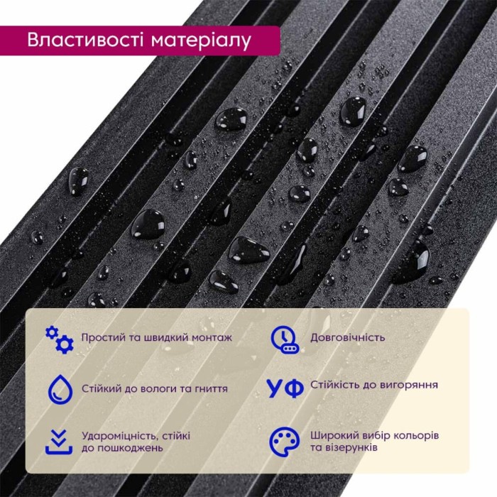 Рейка декоративна WPC стінова 3000х160х23мм Антрацит SW-00001532