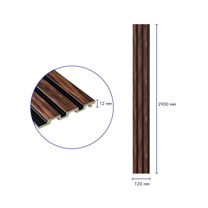 Рейка декоративна PS 2900х120х12мм Темний горіх SW-00001745