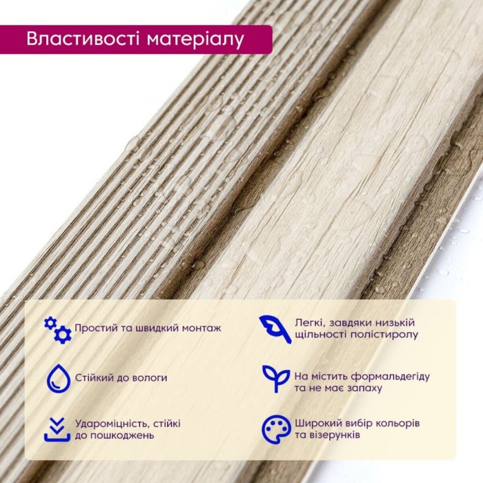 Рейка декоративна PS 2900х120х12мм Світле дерево SW-00001750