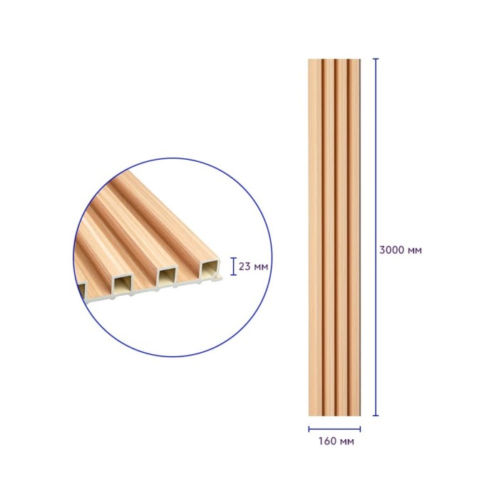 Рейка декоративна WPC стінова 3000х160х23мм Світлий дуб SW-00001854