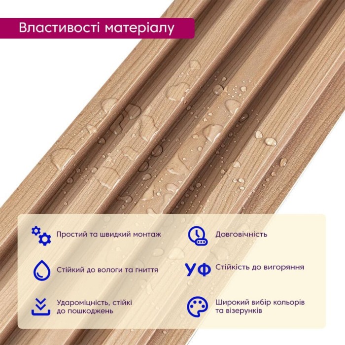 Рейка декоративна WPC стінова 3000х160х23мм Вишня SW-00001857