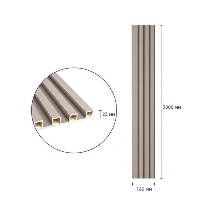Рейка декоративна WPC стінова 3000х160х23мм Мокко SW-00001859