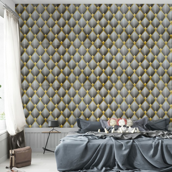 Панель стінова 3D 700х700х4мм Ромб сірий SW-00001986