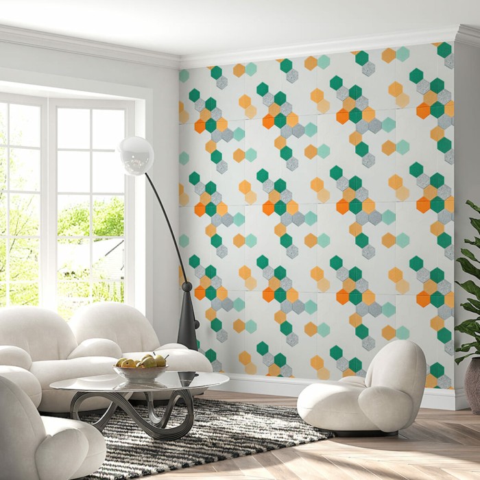 Панель стінова 3D 700х700х4мм Мозаїка зелено-жовта SW-00002015