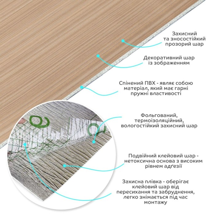 Самоклеюча вініловая плитка в рулоні 600х3000х2мм Мат SW-00002030
