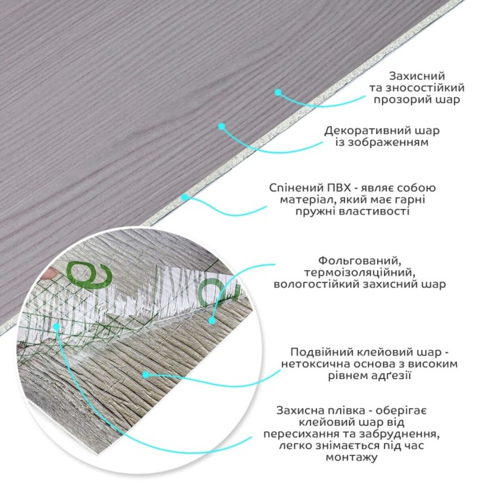 Самоклеюча вініловая плитка в рулоні 600х3000х2мм Мат SW-00002050