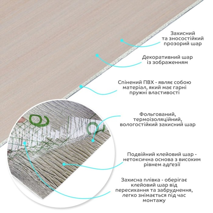 Самоклеюча вініловая плитка в рулоні 600х3000х2мм Мат SW-00002052