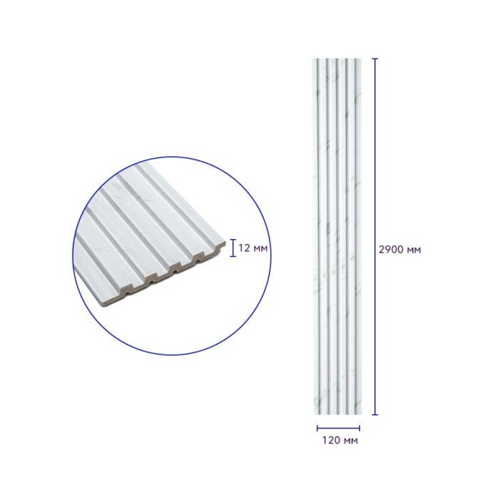 Рейка декоративна PS 2900х120х12мм Білий мармур SW-00002134