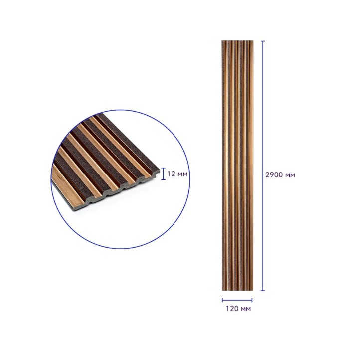 Рейка декоративна PS 2900х120х12мм Під коричневу шкіру з бронзою SW-00002135