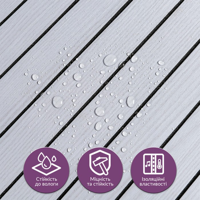 Покриття вінілове самоклеюче 3D рейки 600х600х2,8мм Білий графіт SW-00002193