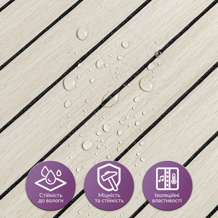 Покриття вінілове самоклеюче 3D рейки 600х600х2,8мм Дуб перлинний пісок SW-00002200