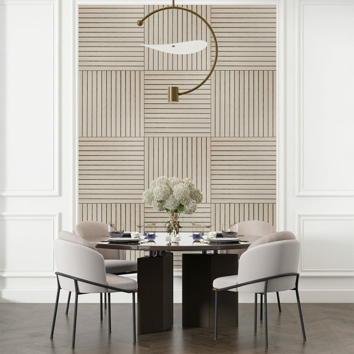 Покриття вінілове самоклеюче 3D рейки 600х600х2,8мм Дуб перлинний пісок SW-00002200