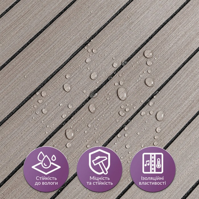 Покриття вінілове самоклеюче 3D рейки 600х600х2,8мм Дуб мокко SW-00002201