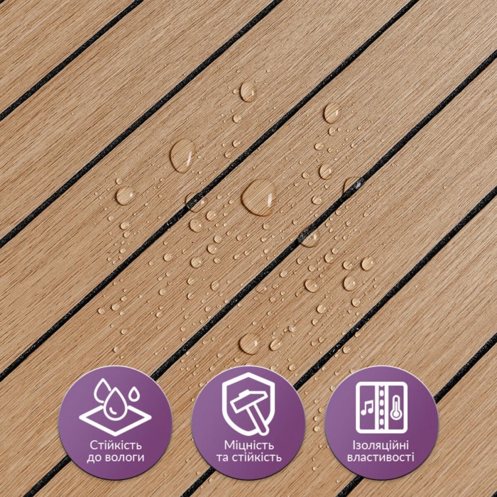 Покриття вінілове самоклеюче 3D рейки 600х600х2,8мм Теплий бурштин SW-00002205