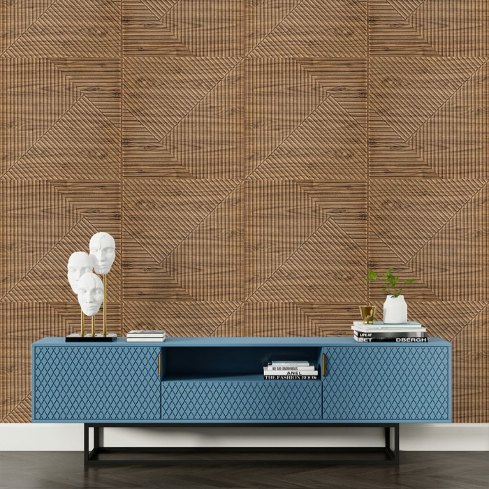 Самоклеюча декоративна 3D панель 500х500х5мм Бамбук темний Дуб SW-00002886