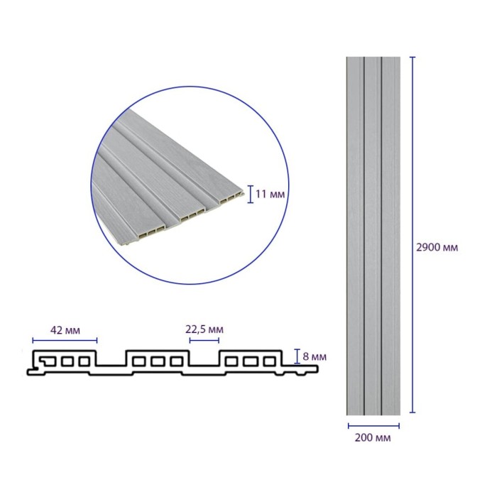 Рейка декоративна WPC стінова 200х11х2900мм SW-00003012
