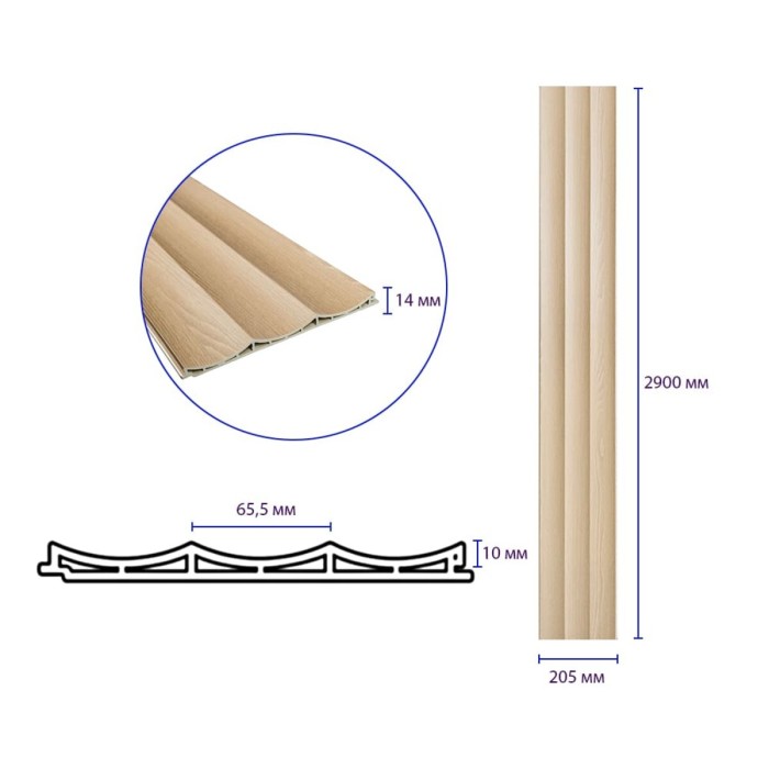 Рейка декоративна WPC стінова 205х14х2900мм SW-00003016