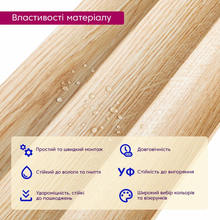 Рейка декоративна WPC стінова 205х14х2900мм SW-00003018