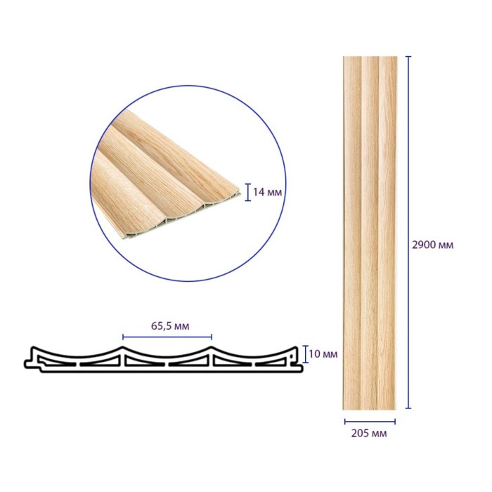 Рейка декоративна WPC стінова 205х14х2900мм SW-00003018