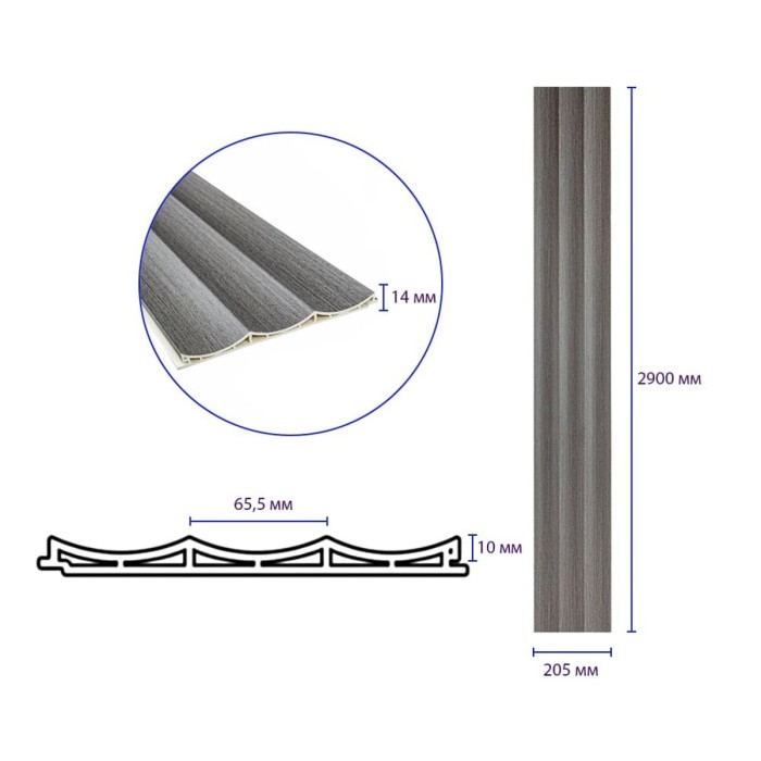 Рейка декоративна WPC стінова 205х14х2900мм SW-00003020