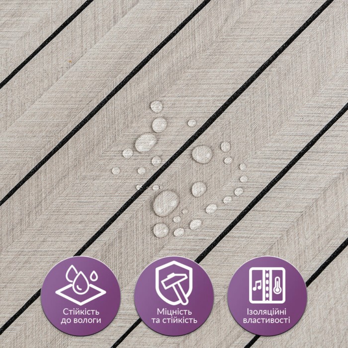 Покриття вінілове самоклеюче 3D рейки 600х600х2,8мм SW-00003244