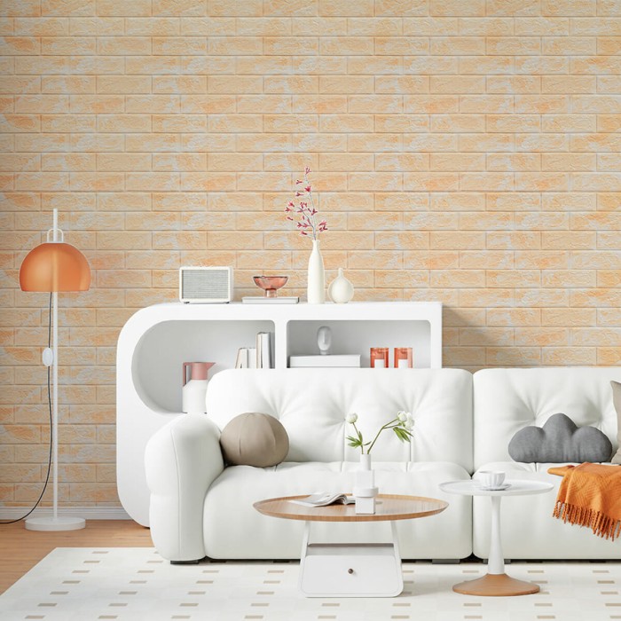 Декоративна 3D панель самоклейка 700х770х5мм Мармур бежевий(цегла) (062) SW-00000032