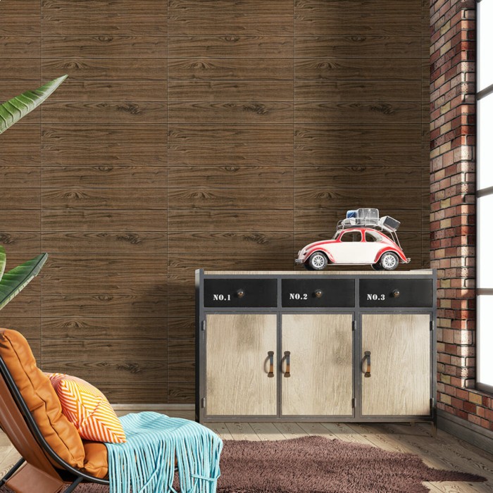 Декоративна 3D панель самоклейка 700х700х5мм Темний дуб (083) SW-00000018