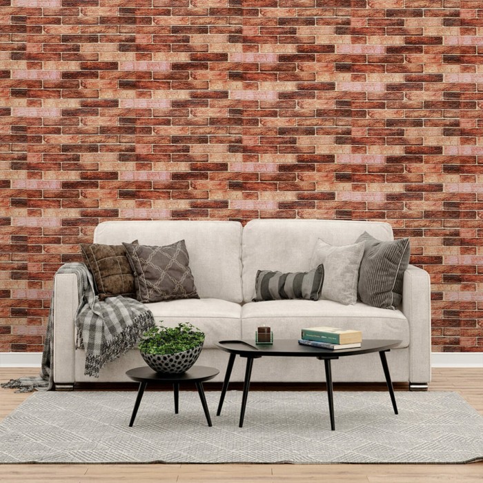 Самоклеюча декоративна 3D панель 700х770х5мм Коричнева Катеринославська цегла (179) SW-00000248